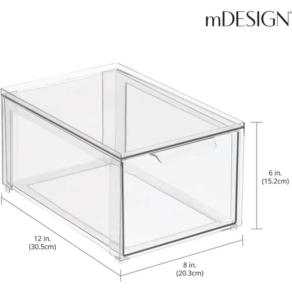صناديق تنظيم الأدراج البلاستيكية القابلة للتكديس للخزانة والخزانة والمكتب والرف والخزانة وتخزين الخزانة