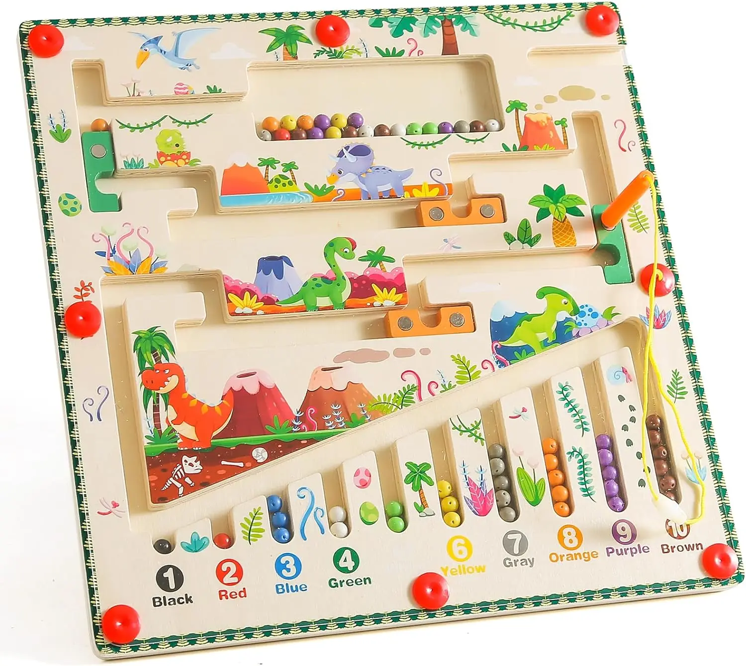 

Montessori Magnetic Puzzle Maze Game Magnetic Color Sorting Board Learn color matching count educational toy colored bead game