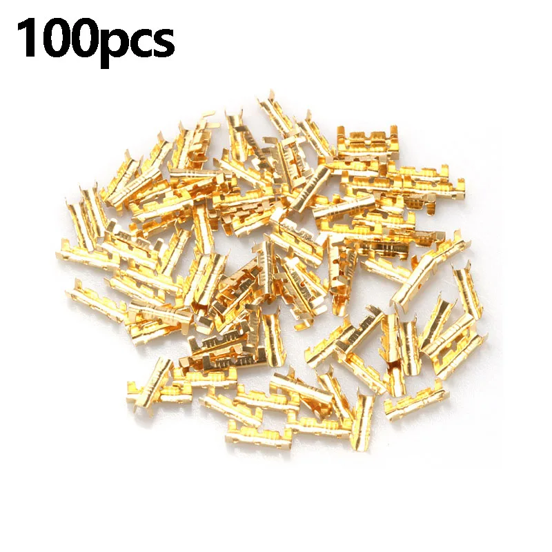 50/100pcs Bagged Gold-Plated U-Shaped Copper Plug Terminals Automotive Connector Terminals Intermediate U-Shaped Plugs
