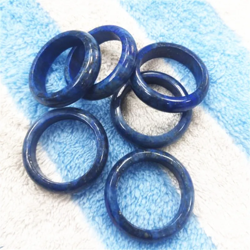 4PCS Hot Mens Rings Natural Lapis Lazuli Gemstone Material Hole Diameter 20MM DIY Jewelry Findings Accessories Very Party Wearin