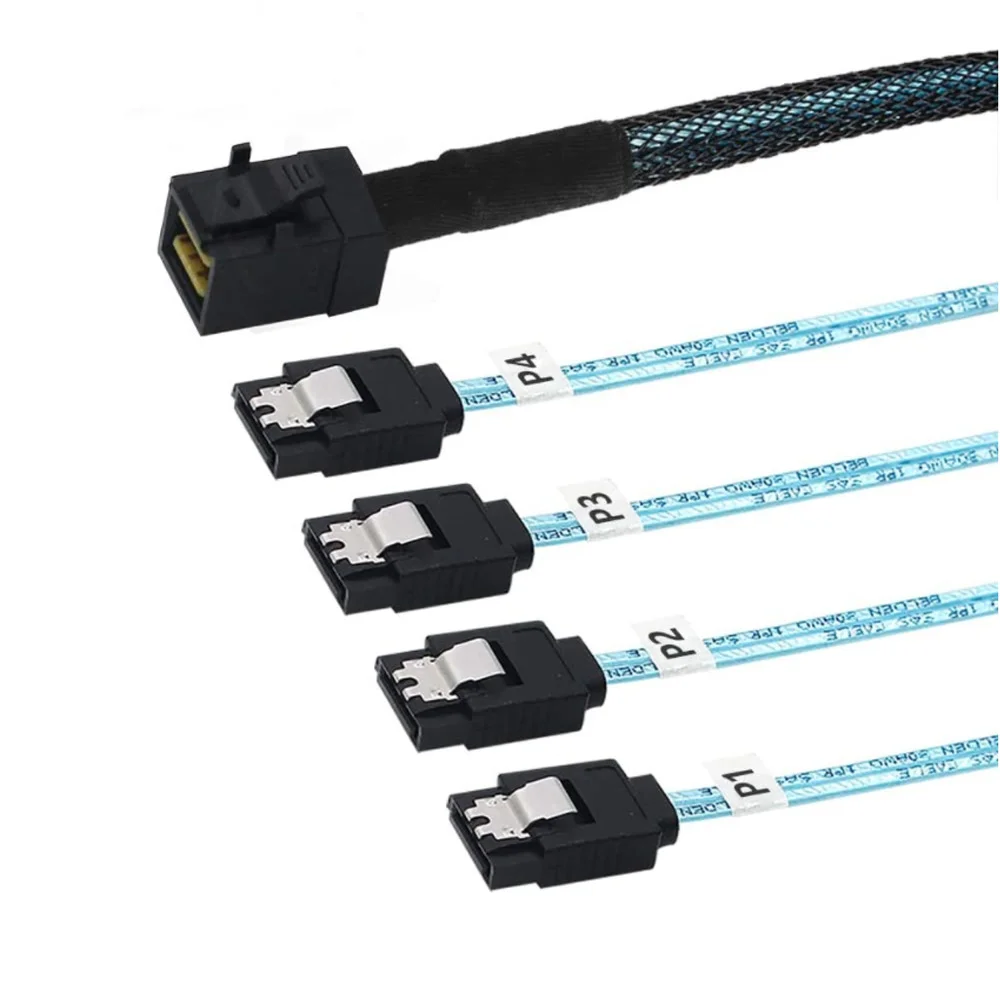 For HD MINI SAS SFF8643 to 4xSATA3.0 Adapter Cable SSD Server Data Cable 6Gbps Support 2.5-inch 3.5