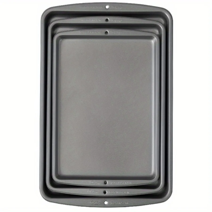 

Premium 3-Piece Non-Stick Cookie Pan Set - Commercial Grade Baking Sheets for Even Heating & Easy Cleaning.