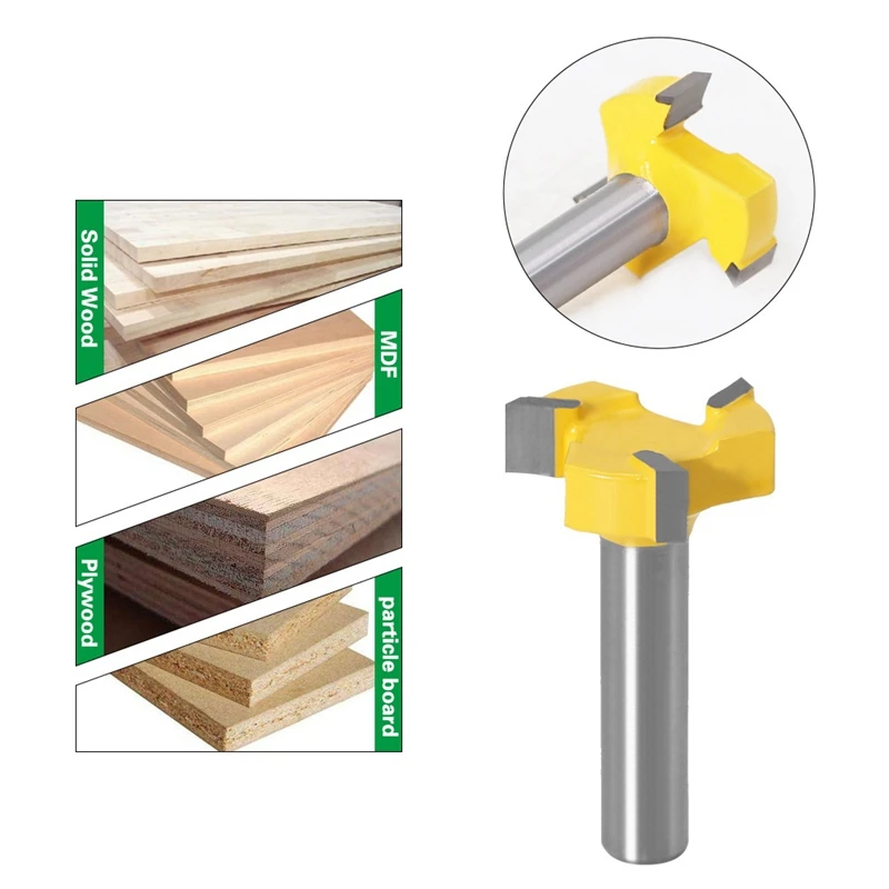 8Mm Shank 3 Teeth T-Slot Router Bit Milling Straight Edge Slotting Milling Cutter Cutting Handle For Wood Woodwork