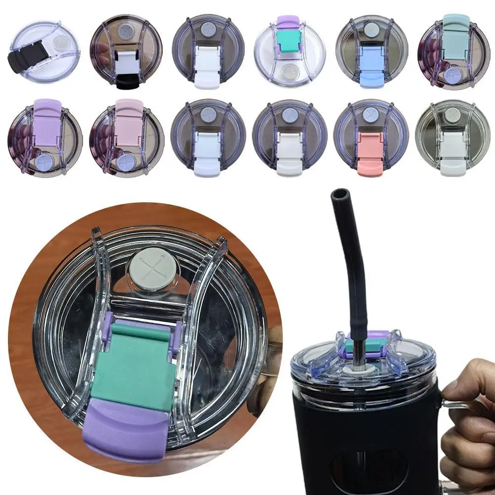 NEW High-end 30/40oz Tumbler Flip Straw Lid Replacement Fit Transparent Slide Lid Simple Car Cup Lid Reusable Straw Cap