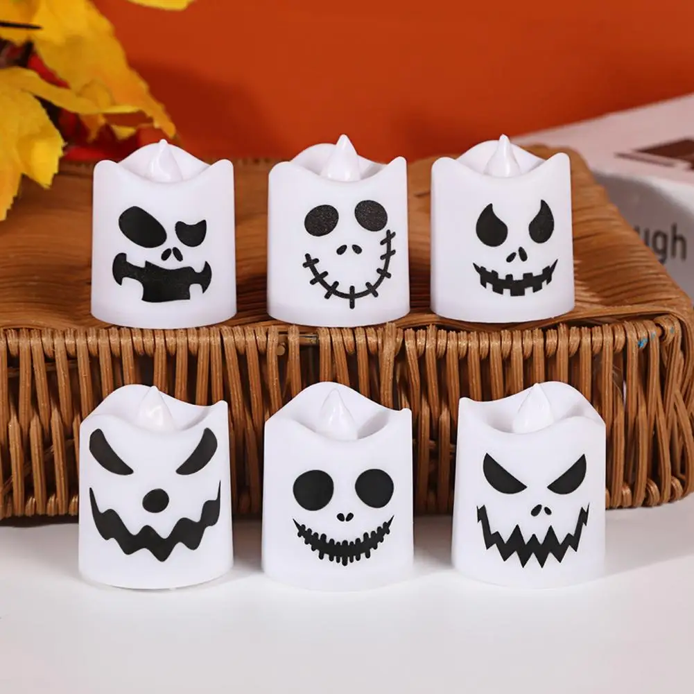 

Halloween Party Decor Set Spooky with These 6pcs Halloween Ghost Pumpkin Led Candle Lights Ideal for Home Parties Bar