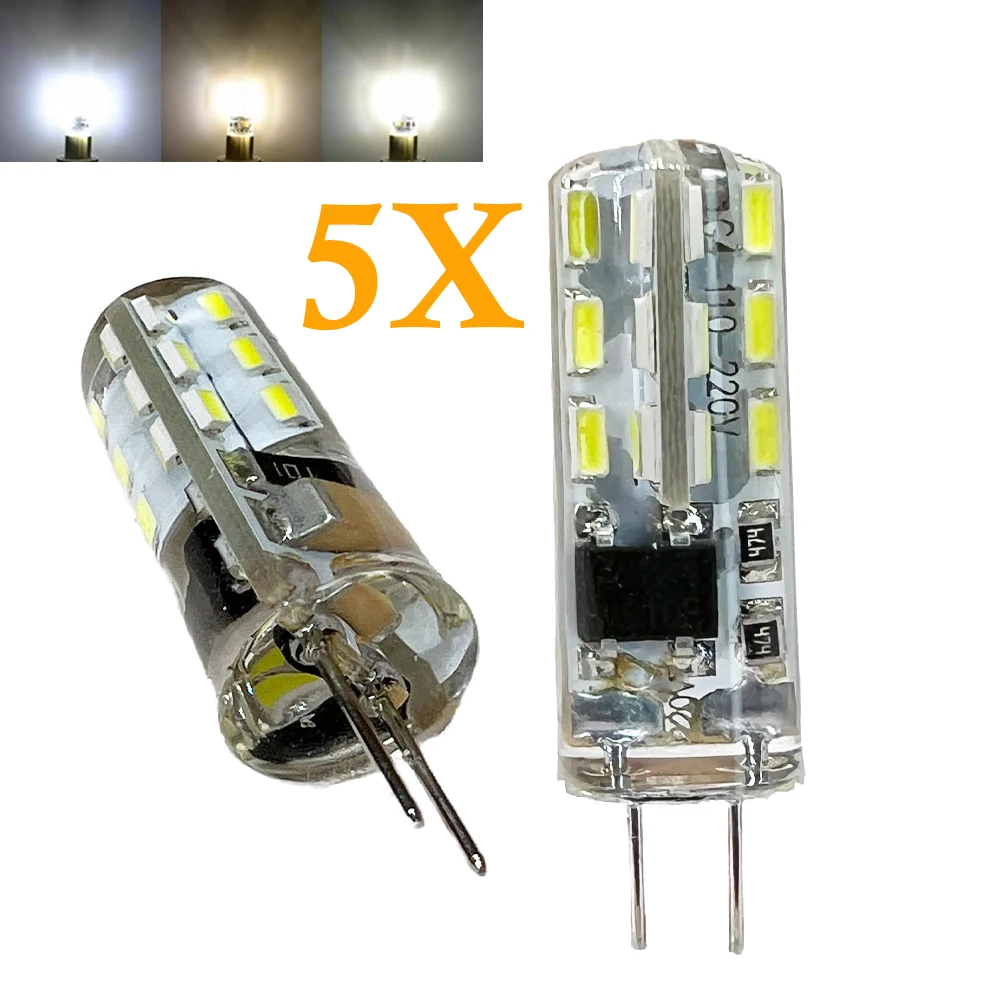 5pcs G4 Led Light Bulbs 24Leds 2W Smd3014 Bulb Lights Silicone DC12V Replace Halogen Lamp 3000K-6500K Spotlight Bombillas