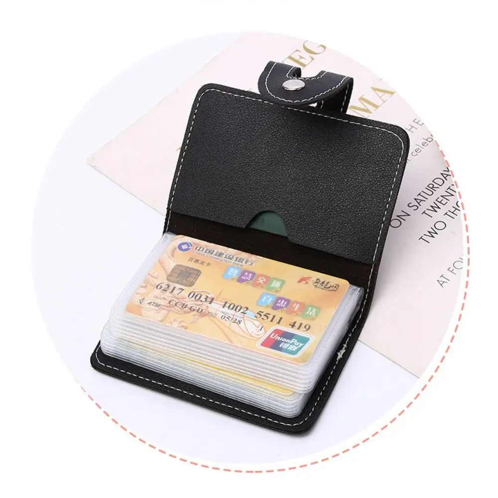 PU Couro Pocket Card Bag, cor sólida embreagem curta, Coin Purse, Titular do cartão de crédito, ao ar livre, 26 cartões, estilo coreano