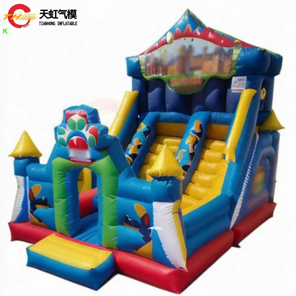7 x 3 m kommerzielle aufblasbare Rutsche, maßgeschneiderter, aufblasbarer, luftiger, aufblasbarer, trockener Rutschenbrücke mit Gebläse