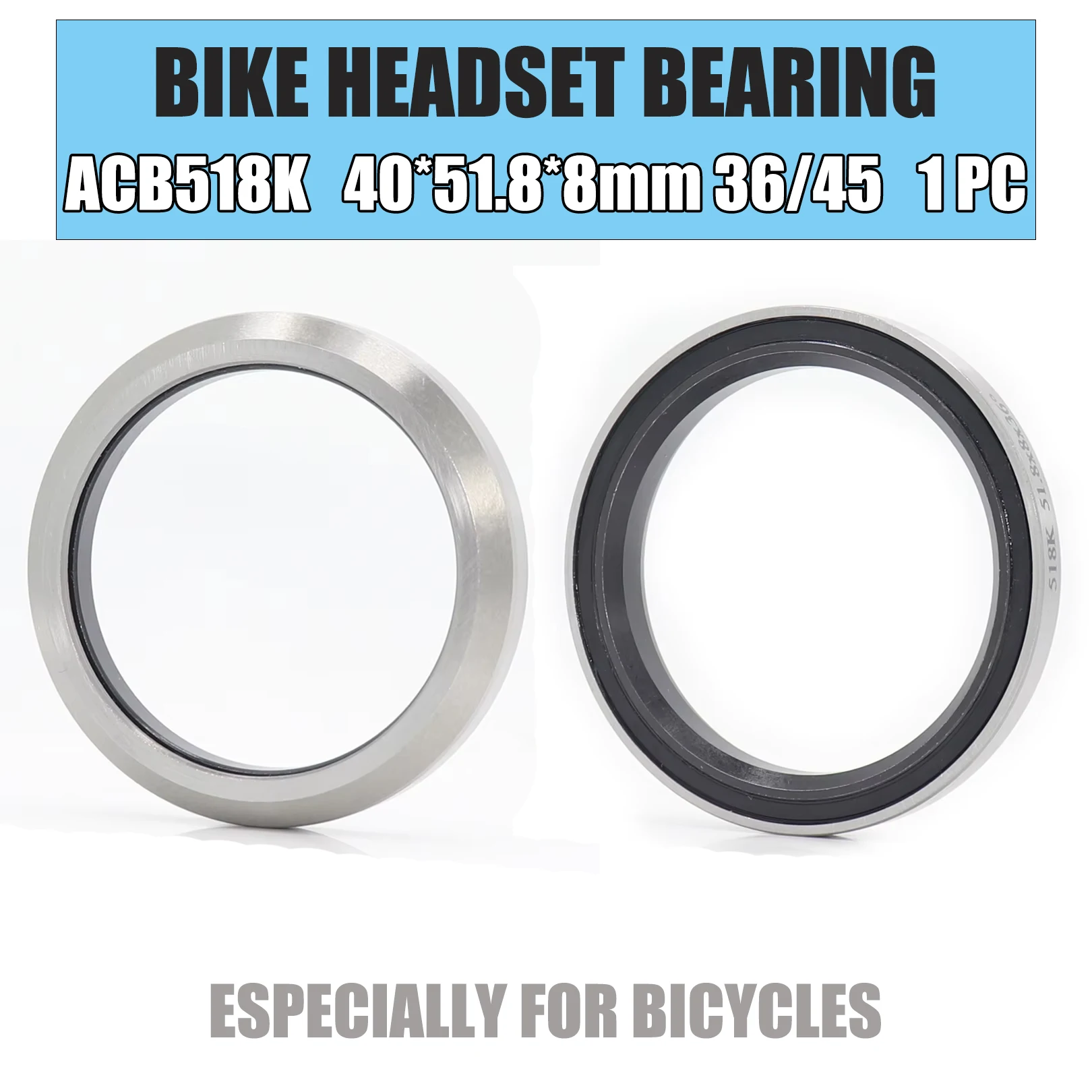 ACB518K Bearing 40*51.8*8mm 36/45 ( 1 PC ) 1-1/2 Inch Bicycle Headset Repair Parts Ball Bearings