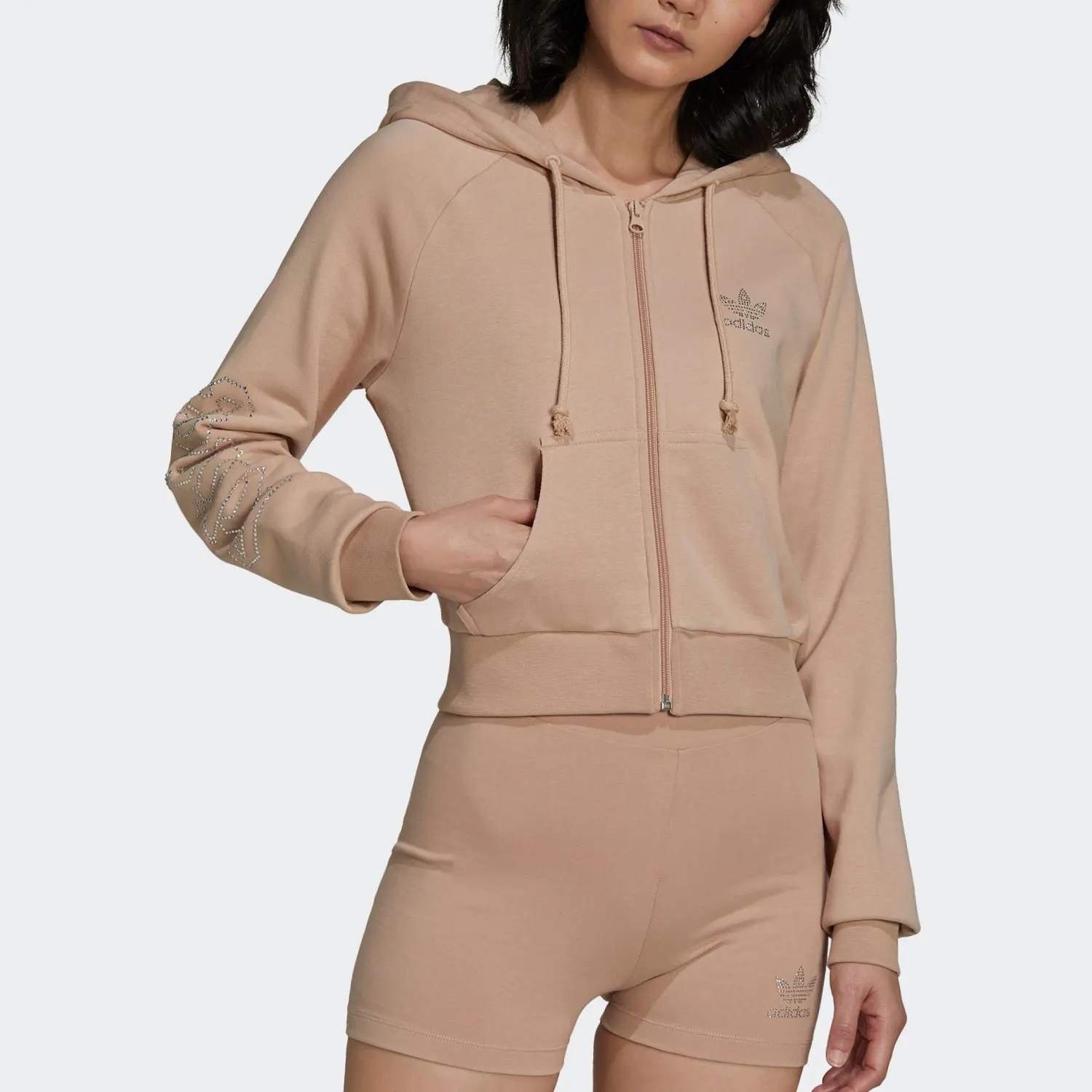 

Adidas genuine Cropped Three Stripes Women's Hooded Jacket HF6766