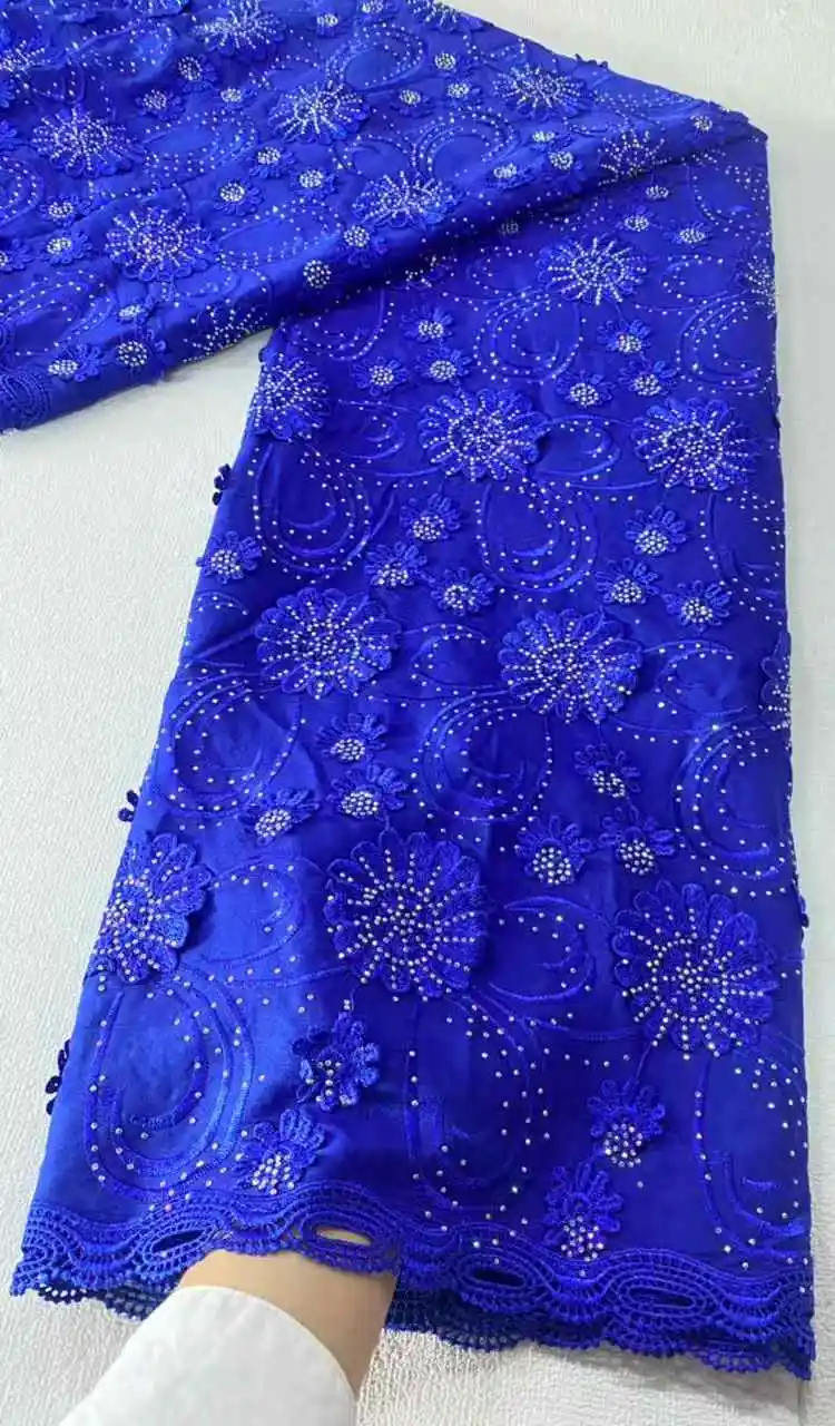 

Nigerian Tulle Lace Fabric for Sewing, Wedding Embroidery Dress, Chiffon Party Guipure, High Quality, Cotton 5Yard, 2025