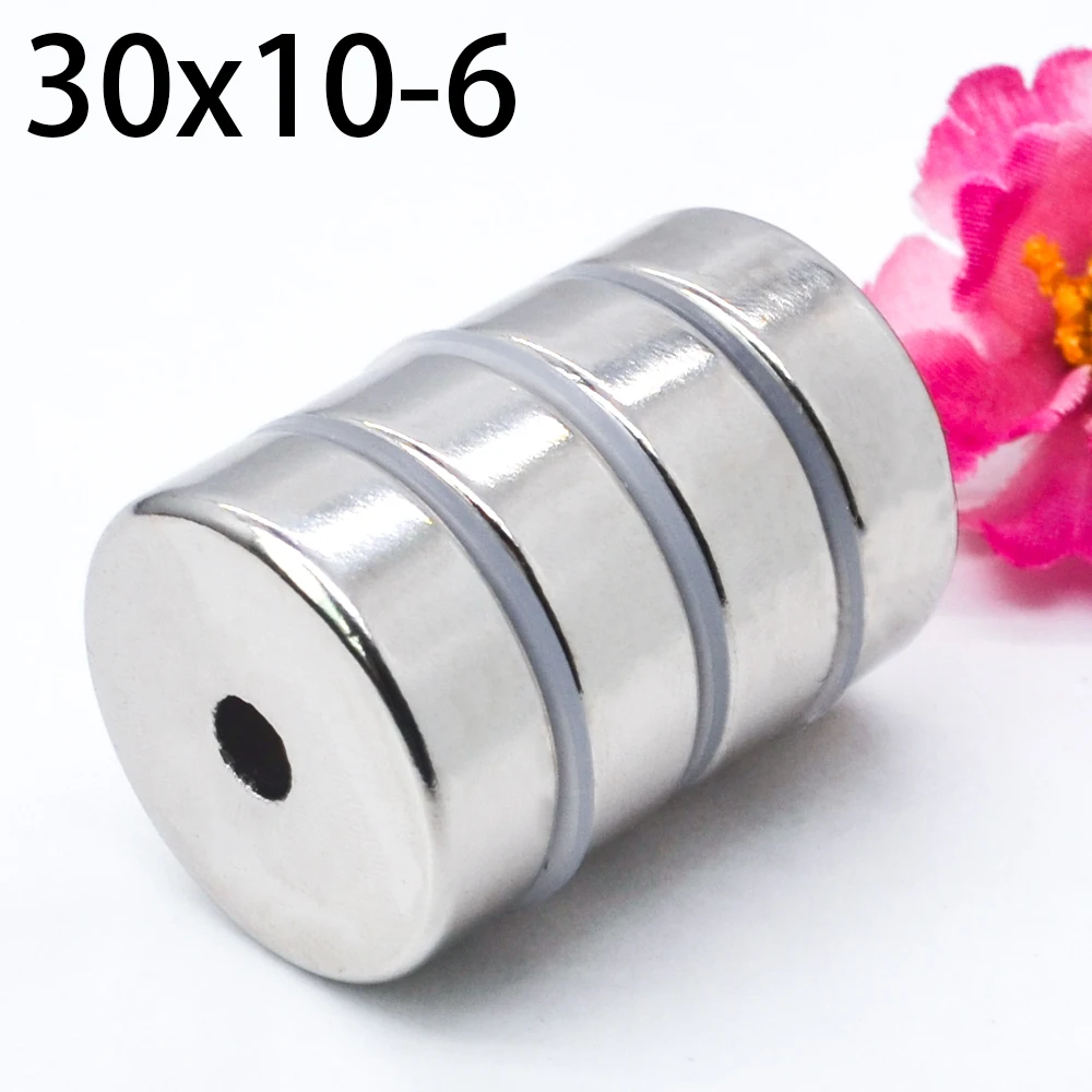 

new magnet Strong magnet patch 30x10 hole 6 mm strong magnet round with M6 hole 30 * 10mm high strength neodymium magnet imanes