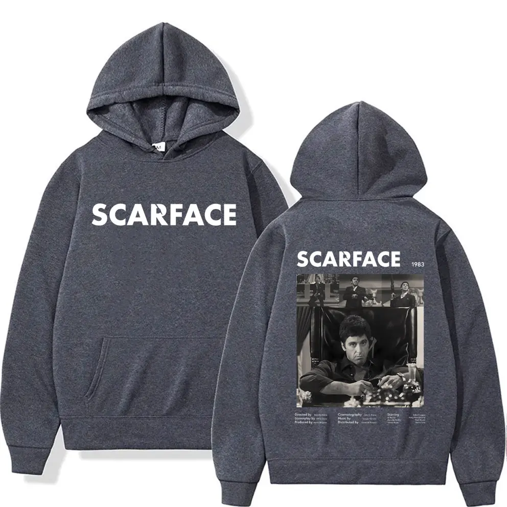 90s Vintage Movie Scarface Tony Montana Al Pacino Graphic Hoodie Male Hip Hop Oversized Hooded Sweatshirt Men Women Rock Hoodies