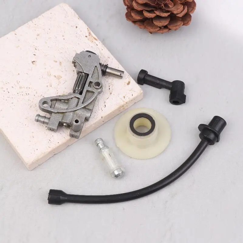 5 Buah/Set Kit Turbin Nosel Oli Saluran Selang Filter Pompa Oli untuk Suku Cadang Gergaji Mesin 4500 5200 5800 45CC 52CC 58CC
