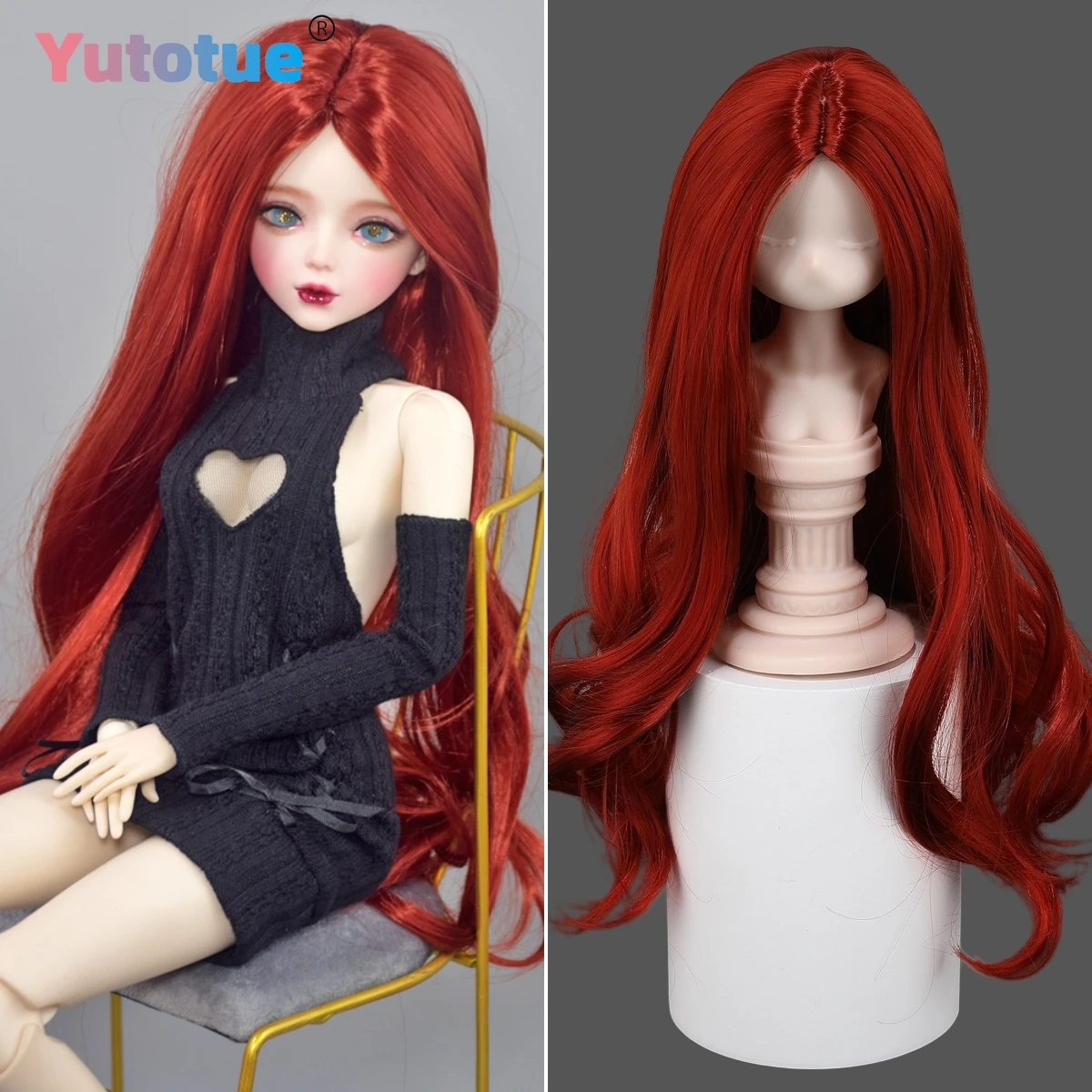

Yutotue Dolls Wigs Long Wavy Hair Wig Wine red color for 1/3 1/4 1/6 BJD Doll Fashion Doll Replace DIY Toy