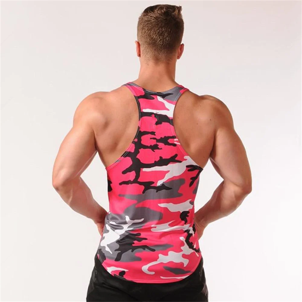 Camo Quick Dry Tank Tops Men Running Sport Gym Fitness Sleeveless Shirt Vest Male Summer Bodybuilding Training Stringer Clothing