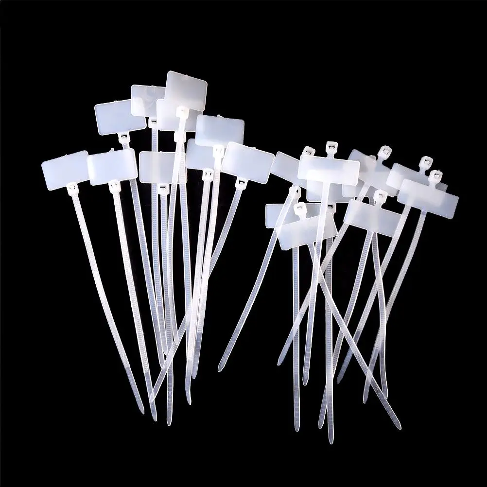 100Pcs 10cm RJ45 RJ12 Wire Power Cable Label Mark Tags Self-Locking Nylon Tie Tags