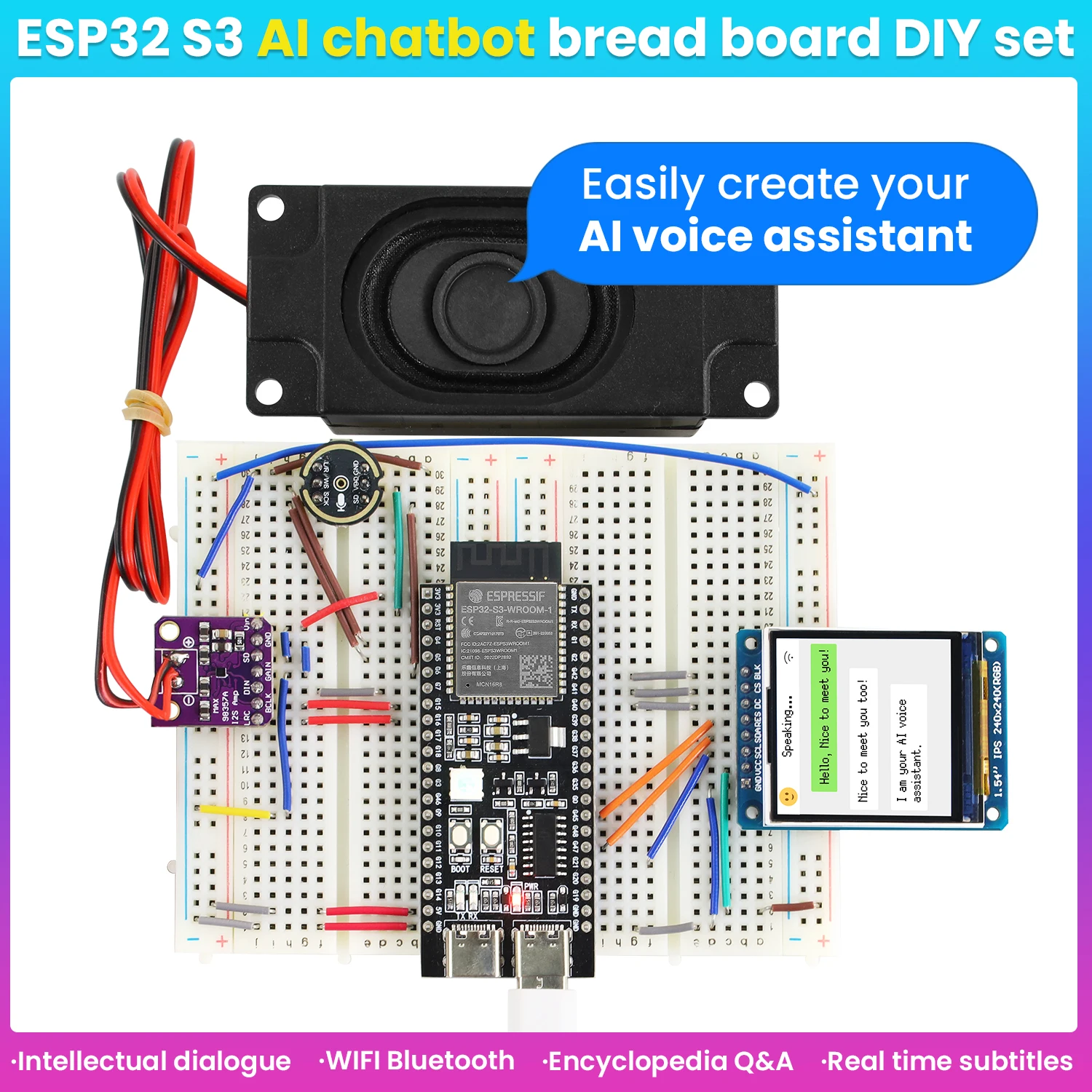 Keyestudio Xiao Zhi AI Chatbot Breadboard DIY Kit For ESP32 S3 N16R8 Control Board DIY Emotional Communication Learning Kit - Image 3