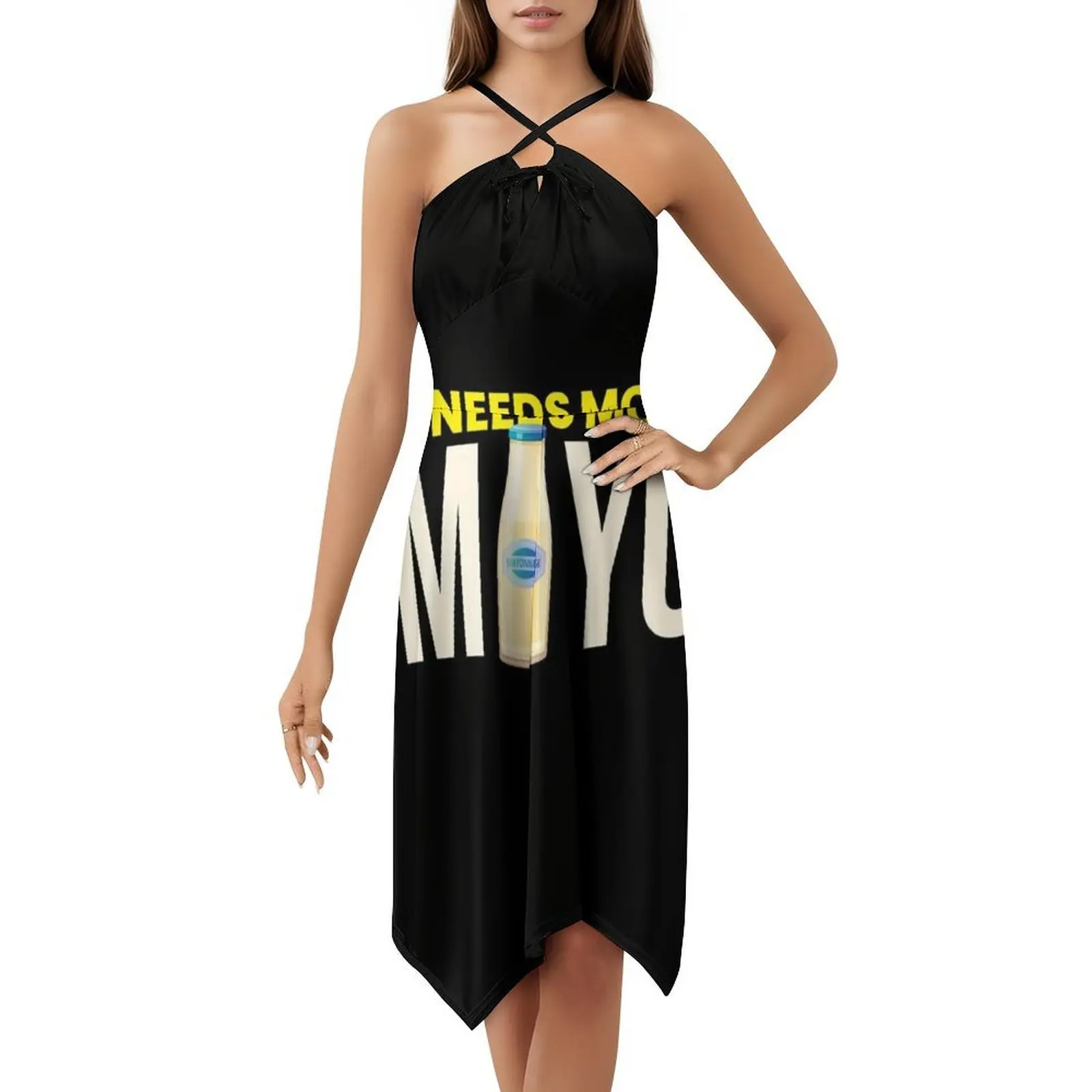 فستان كاجوال على الطراز الكوري للشواء من صلصة المايو بحاجة إلى المزيد للنساء فساتين مكتب يومية بسيطة للسيدات المايونيز مايوه