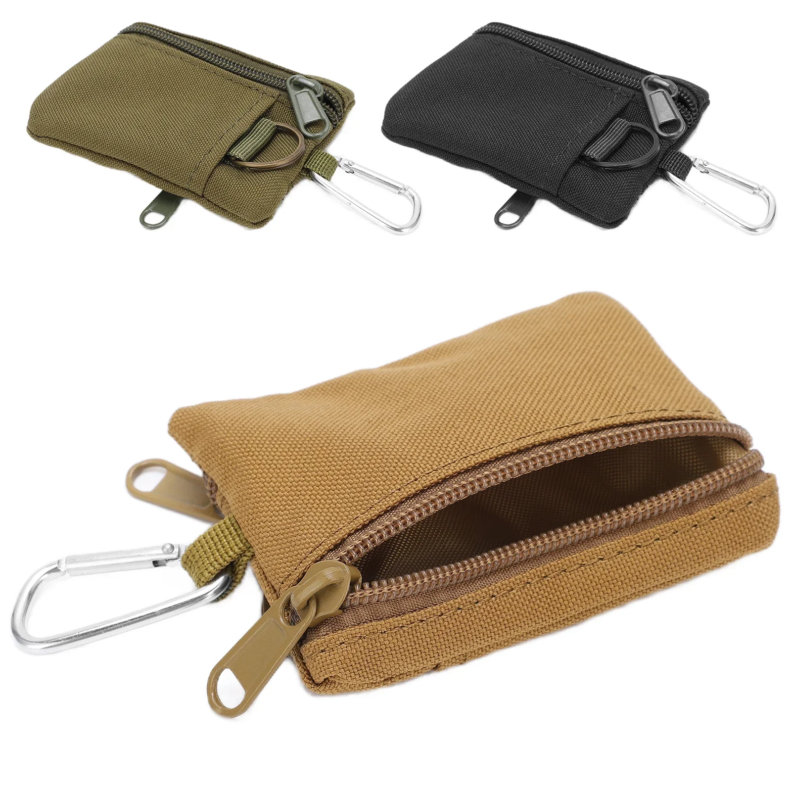 Mini Key Card Case Outdoor EDC Molle Pouch Wallet Mini Portable Key Card Case EDC Pouch Bag Coin Purse with Carabiner Pouch