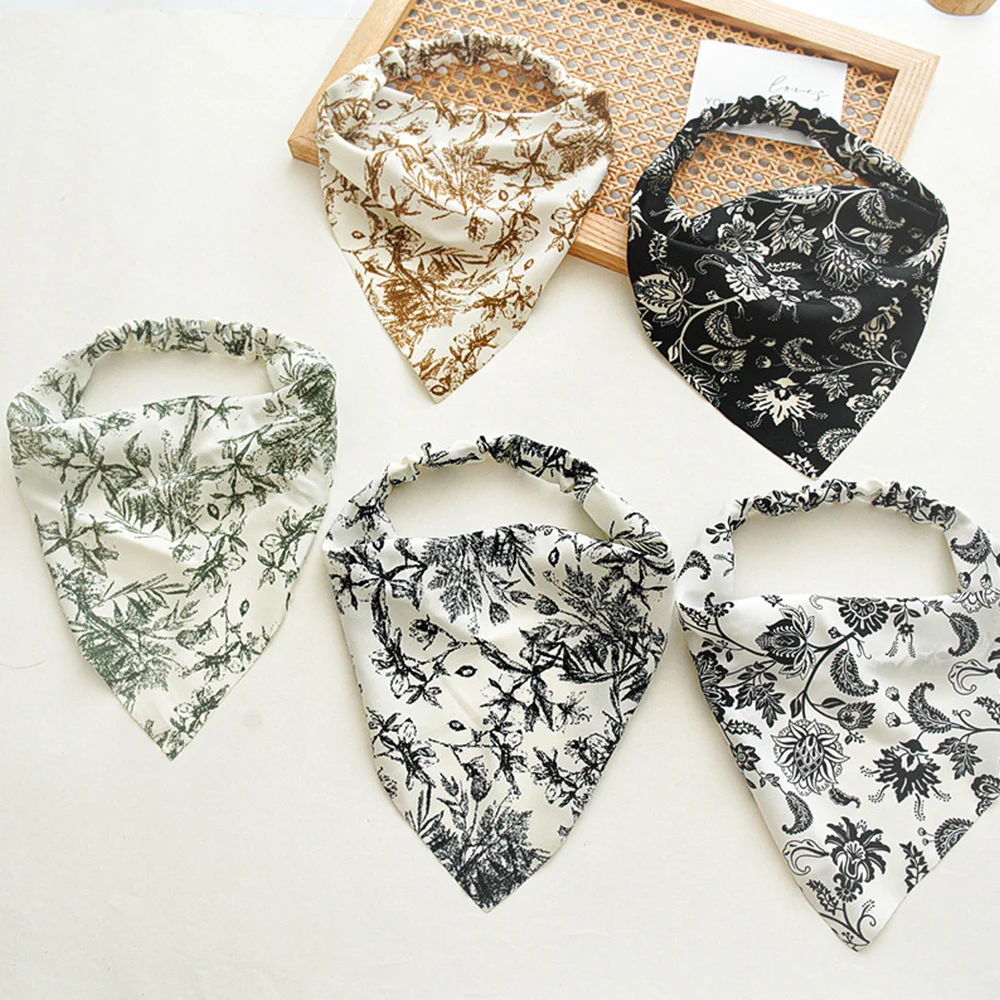 Tree Branch Printing Bandanas Headband High Elasticity Hair Scarf Sunscreen Triangular Hair Band Flower Triangle Head Scarf