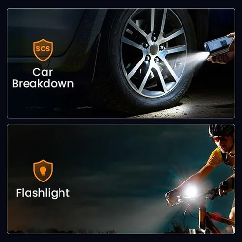 Imagen 2 del producto Inflador de neumáticos de coche eléctrico de 150PSI con luz LED, bomba de aire de 19CM, compresor de aire para bicicleta, recargable por USB para bola de bicicleta y coche