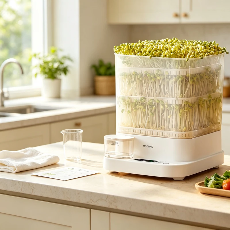 Automatic Bean Sprout Grower 3 Layer External Water Tank Touch Control Circulation Spray for Home Kitchen Daily Use 콩나물 재배기