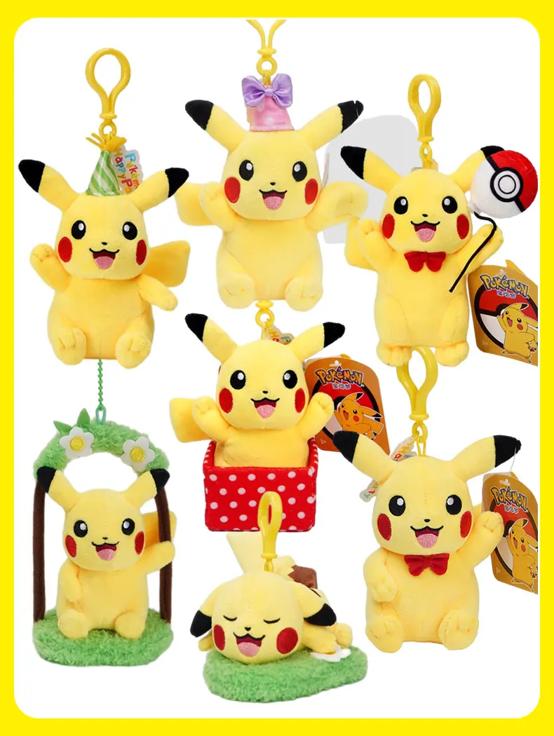 Pokemon Pikachu Mew Squirtle Eevee Charm ander Kawaii Plüsch tier Anhänger Stofftiere Rucksack Anhänger Schlüssel ring kleine Puppe Geschenk – Detail 1
