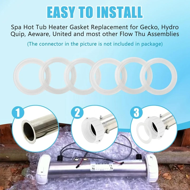 ABNO-711-4030B 2 Inch For Balboa Gecko Spa Hot Tub Heater Gasket For Standard 2 Inch Spa Heater Assemblies Unions Gasket