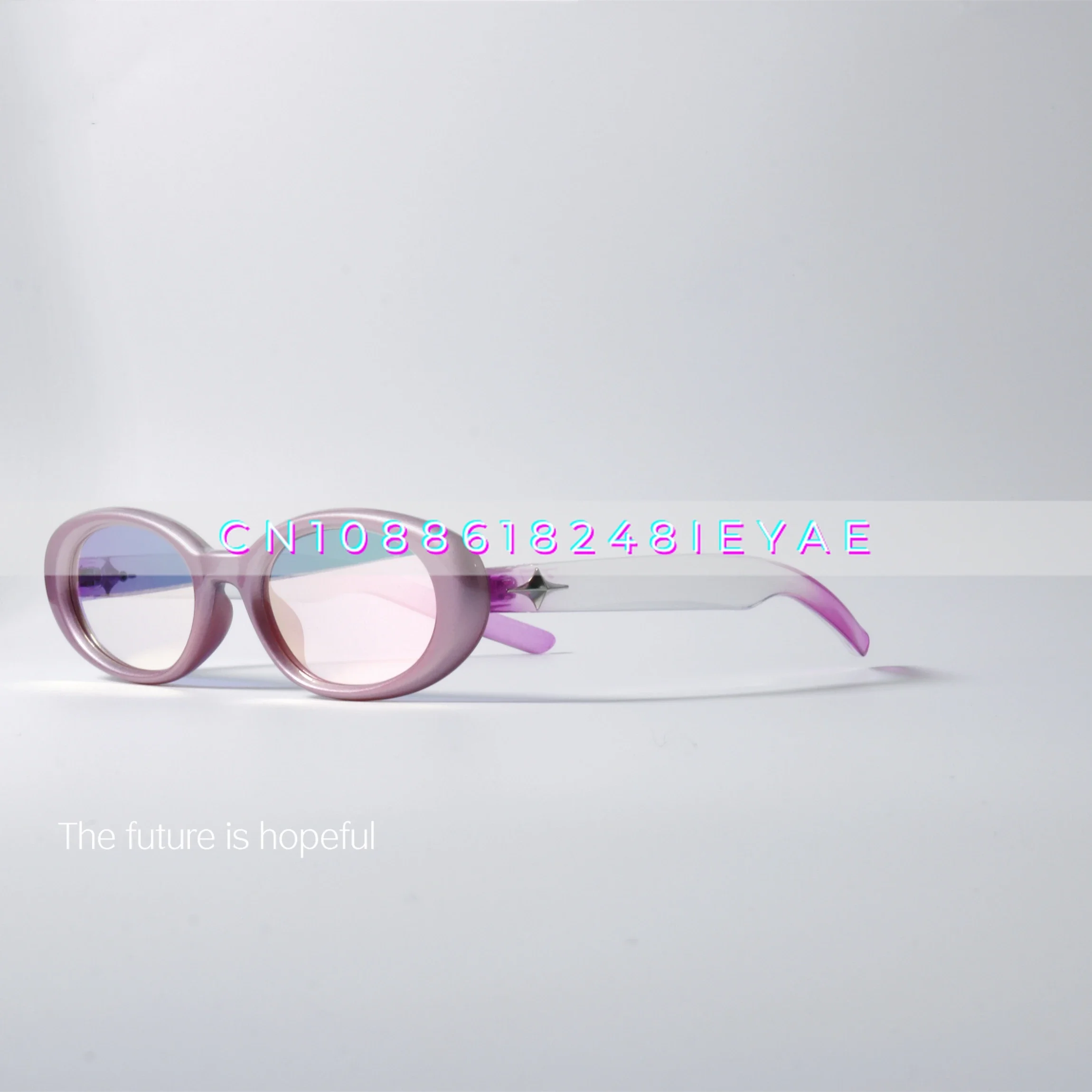 Oval Unique Colorful Sunglasses Uv400 Anti-ultraviolet Retro Thick Frame Reflective Sunglasses