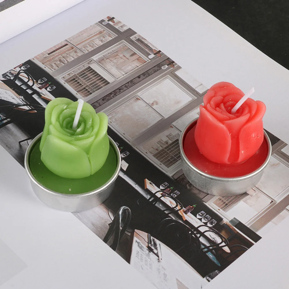 Bougies succulentes d'aromathérapie, ensemble de lampes de Table en forme de Rose réaliste, décoratif sans fumée pour le jardin et la vie, 12 pièces