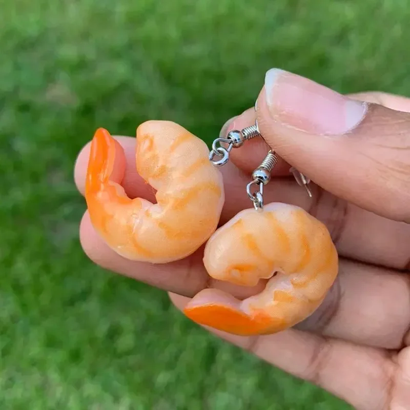 Realistic Shrimp Earrings Handmade Cute and Funny Earrings Food Earrings