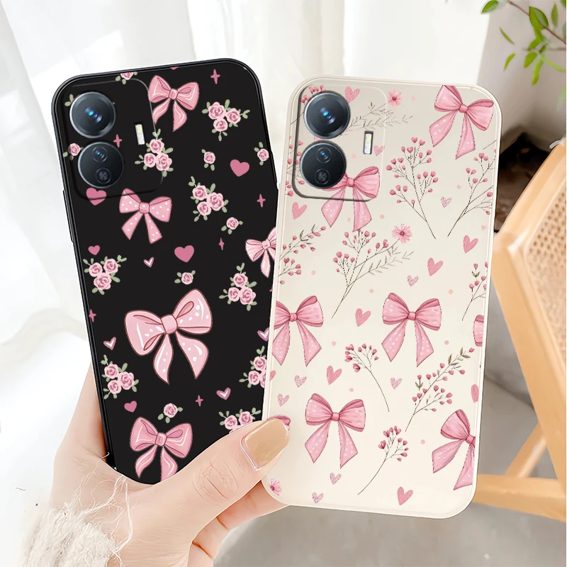 Silicon Matte Phone Case For Vivo T5X 5G T4X T4R Flower Bow Knots Pattern Cover For Vivo IQOO Z11X Z10 Z3 Shockproof Soft Hoesje view 6