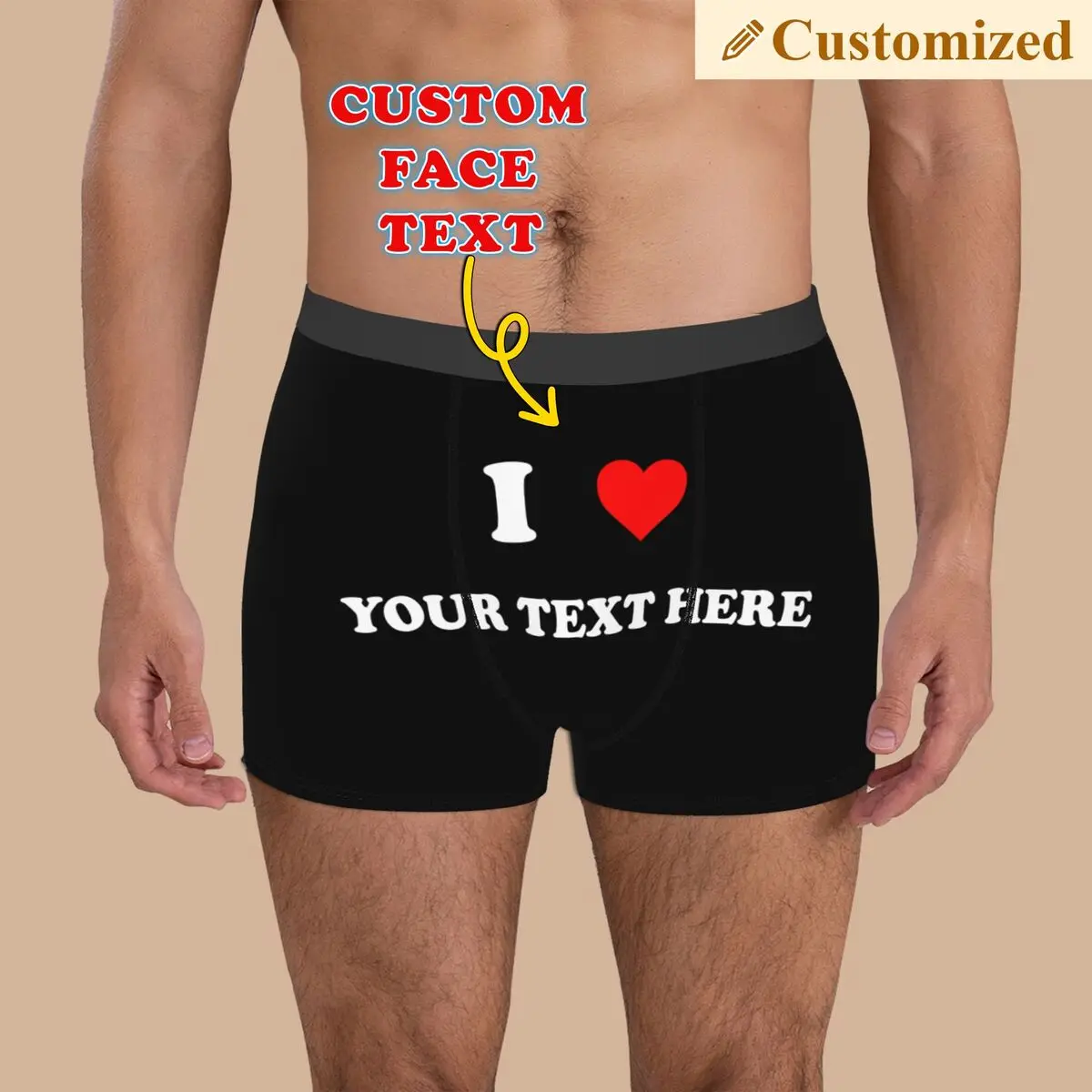 

Мужские трусы-боксеры I Love с индивидуальным текстом для мужа, бойфренда, подарок на день рождения, нижнее белье с индивидуальным именем, новинка, трусы, трусы