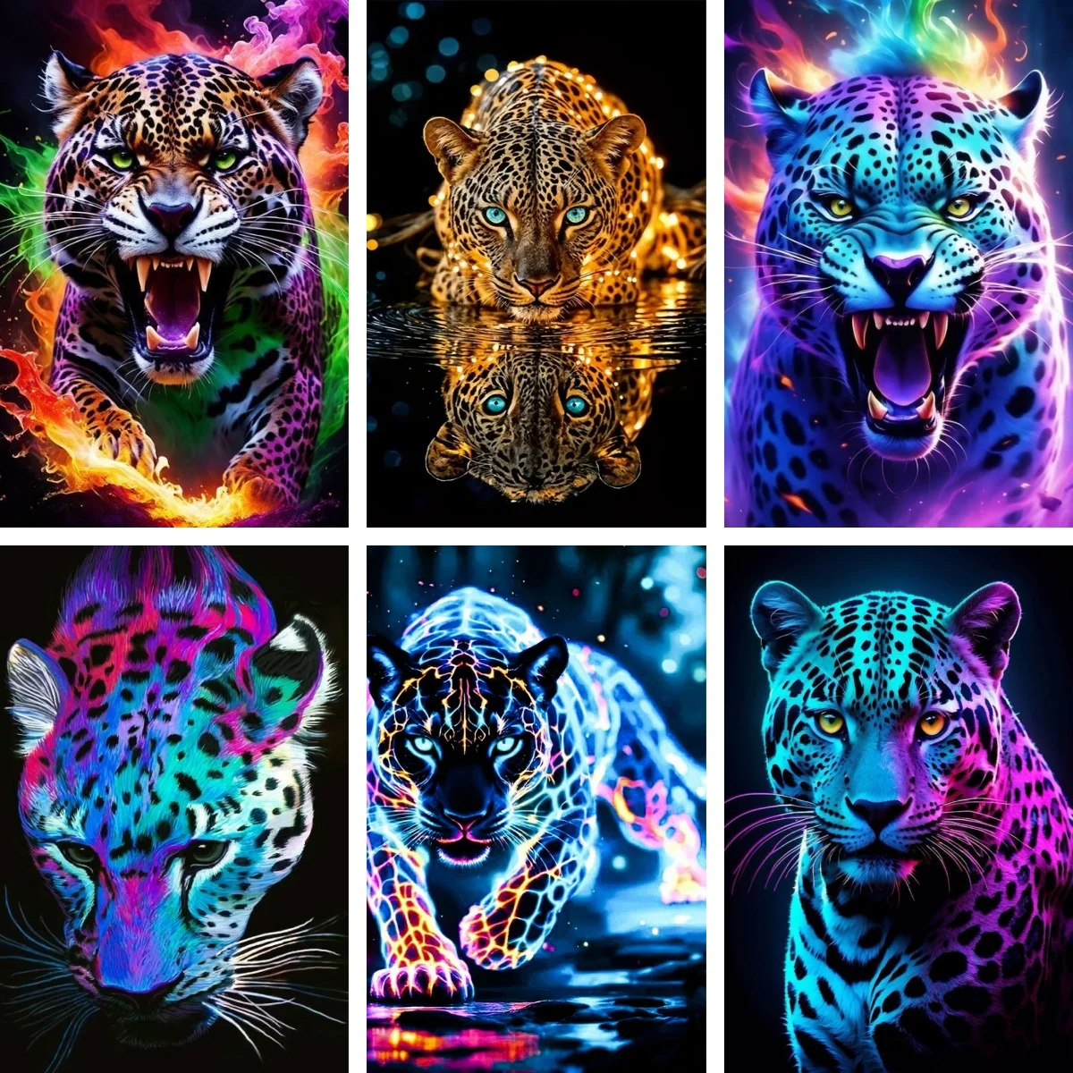 

Diamond Painting Kit for Adults Wild Jaguar Poster , Big Cats Wall Décor Wildlife Photography 5D Diamond Art Leopard Cheetah