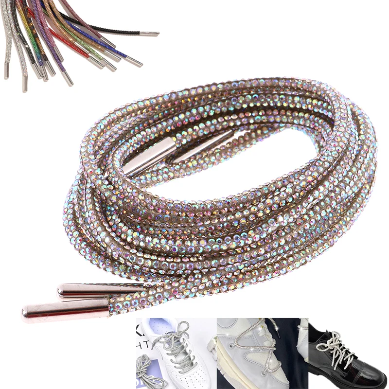 1Pair/2Pcs 100cm Rhinestone Shoe Lace Luxury Diamond Shoelace 4.5mm Round Shoelace DIY Strings Sneakers Laces