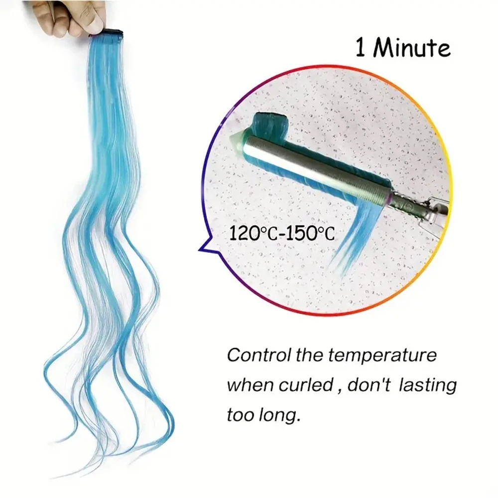 Extensiones de Cabello sintético de una pieza para cosplay, postizos rectos de hueso largo, 22 pulgadas, Y2K, 1 piezas