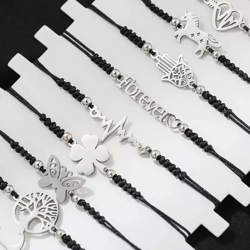 مجموعة مكونة من 12 قطعة من أساور الحروف الحيوانية المكونة من 8 أحرف قابلة للتعديل مع أنماط مختلفة من الفولاذ المقاوم للصدأ من أوروبا وأمريكا #3