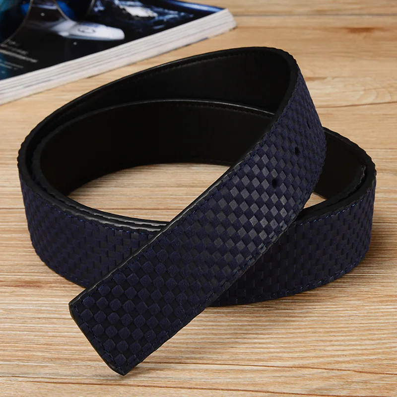 Мужской повседневный кожаный ремень с гладкой пряжкой 3,8 см и буквенным узором без ремня на голову, поясной ремень для брюк, ремень из материкового Китая