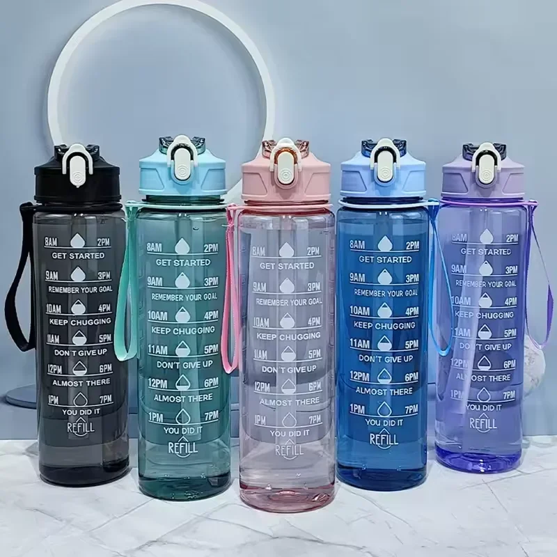 750-800ml Liter Water Bottle Motivational Sport Water Bottle Leakproof Drinking Bottles Outdoor Travel Gym Fitness Jugs Supplies