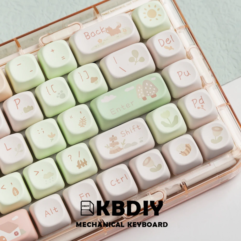 KBDiy 141 Keys/Set MOA Profile PBT Forest Cabin Keycaps for Mechanical Keyboard Gaming MAC Key Caps DIY Custom Caps for GMK67 64