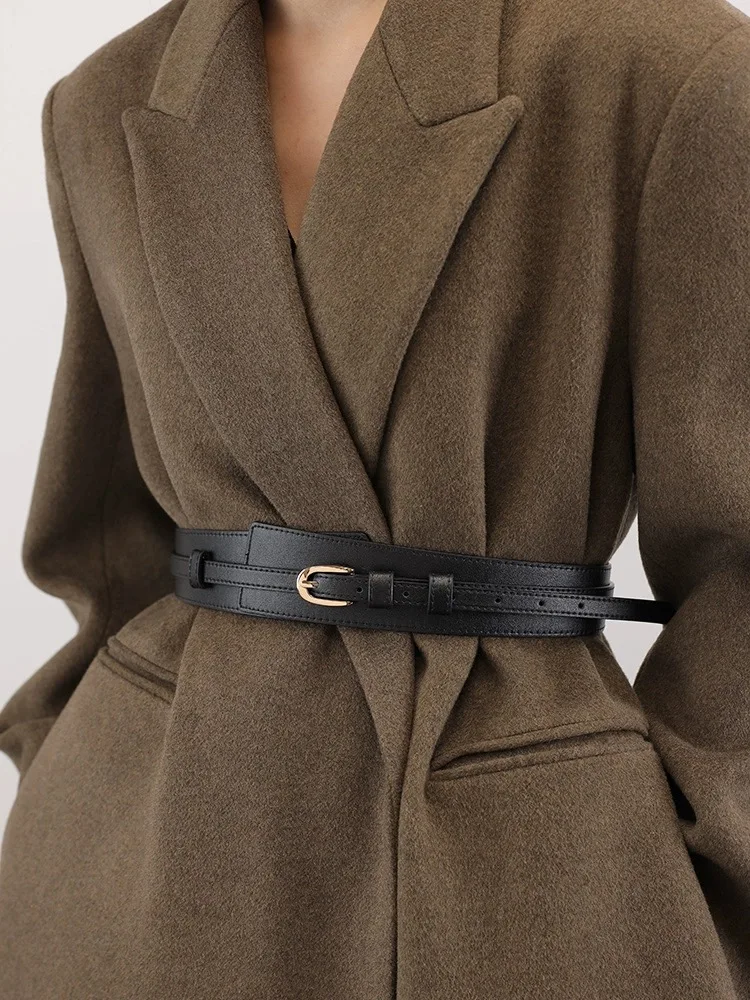 

Dual -use Designer Belts For Women High Quality Knot Soft Leather Waistband Female Waist Wide Coat Corset Belt Cummerbunds