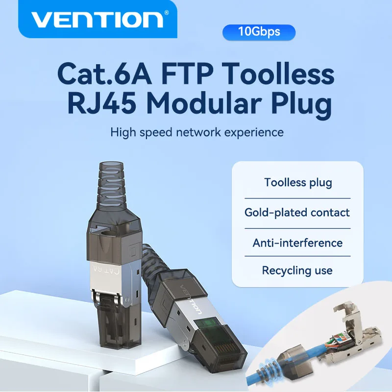Vention Cat6A Cat7 Industrial Ethernet Connector RJ45 Shielded Field Plug Tool Free Easy Metal Die-Cast Termination Conector new