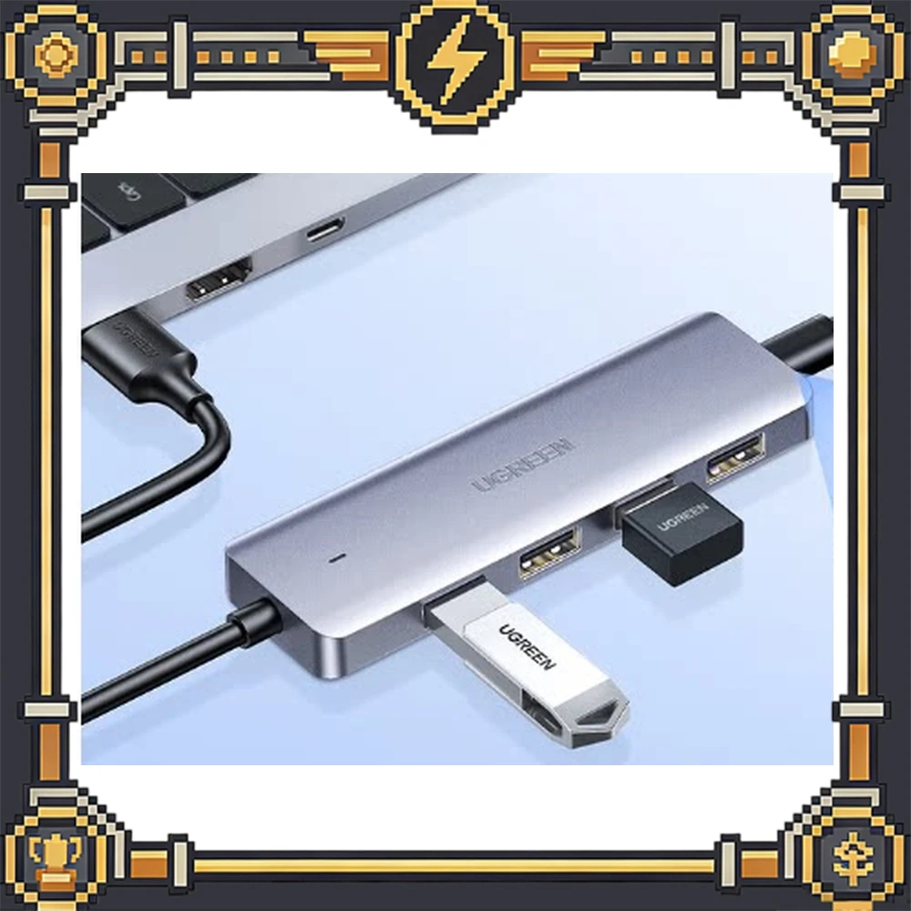 UGREEN 15917 USB 3.0 Hub 4-Port 5Gbps 0.5m Cable Type-C Power Input for Laptop Desktop Keyboard Mouse Flash Drive Hard Drive