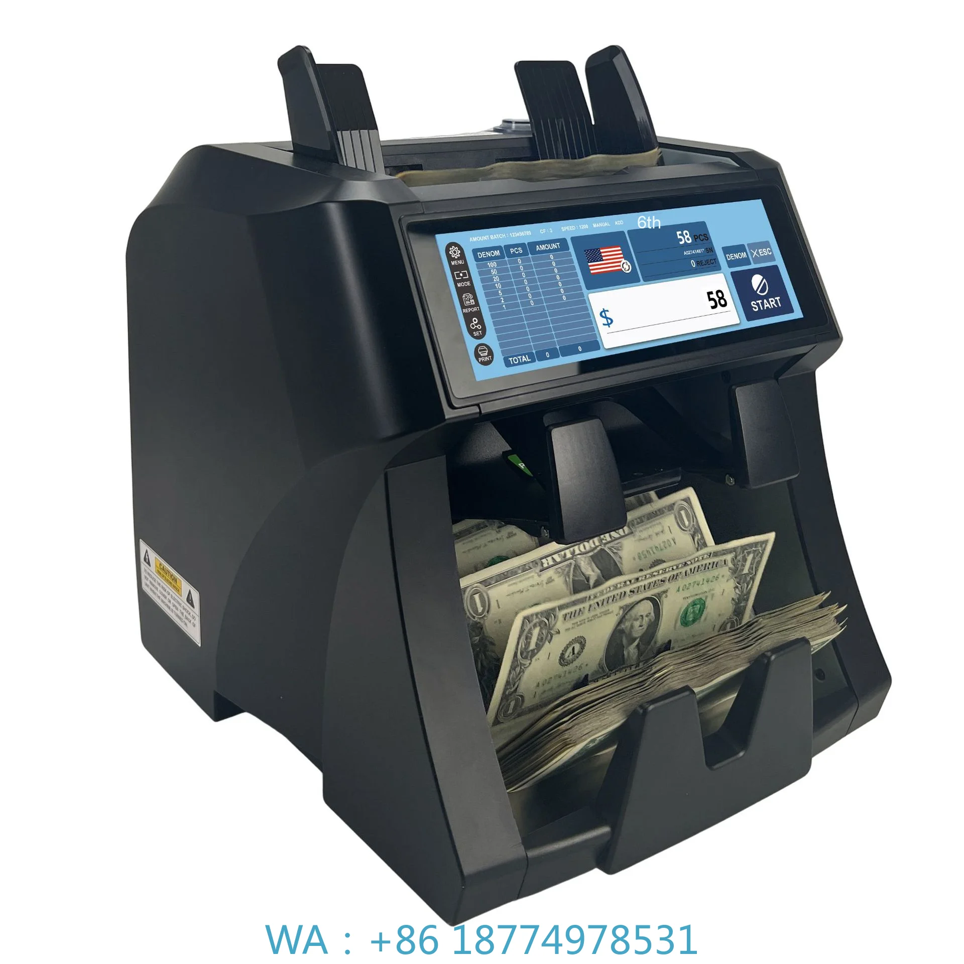 Bill Counter High-end Machine Full Screen Multi-Currency Detector
