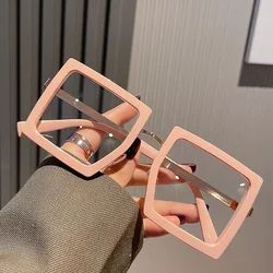 New Style Large Frame Myopia Glasses Women Blue Light Blocking Computer Eyewear Retro Oversize Square Frame Short Sight Glasses