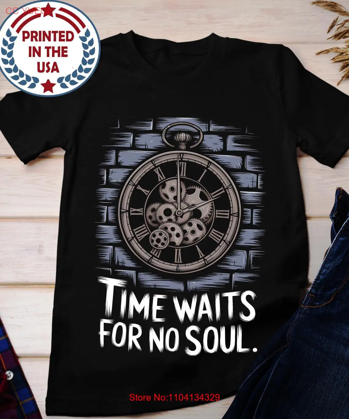 Clockwork Punk Retro Emo Lovers T Shirt Time Waits For No Soul Alternative Fashion Vintage Style Pop