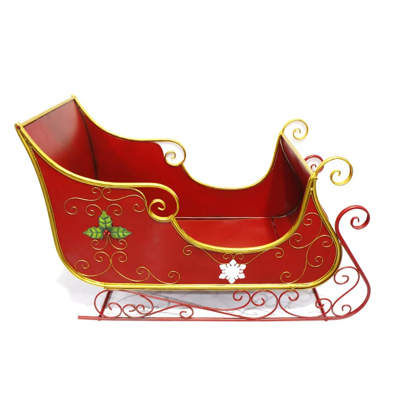 Wrought iron Santa ornament garden courtyard garden landscape iron sleigh car decoration gift iron