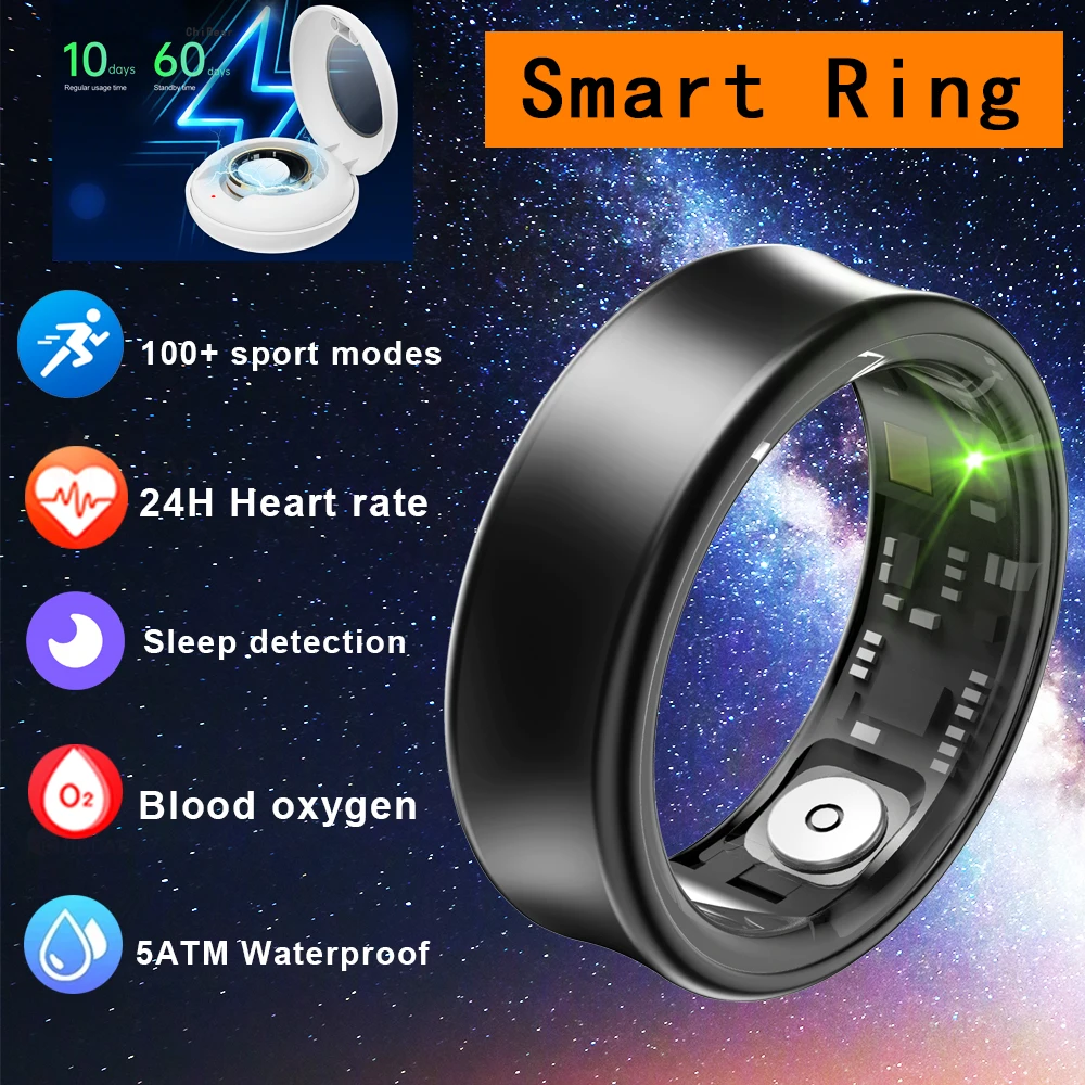 

2024 New Smart Ring For Men Women Heart Rate Blood Oxygen Monitoring Multi Sports Modes IP68 Waterproof Smart Rings For HUAWEI