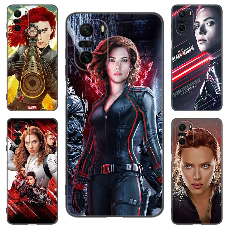 Marvel Black Widow Black Silicone Phone Case For Xiaomi POCO X3 X4 NFC F4 GT F5 F6 M4 M6 X5 X6 NEO Pro 5G M5